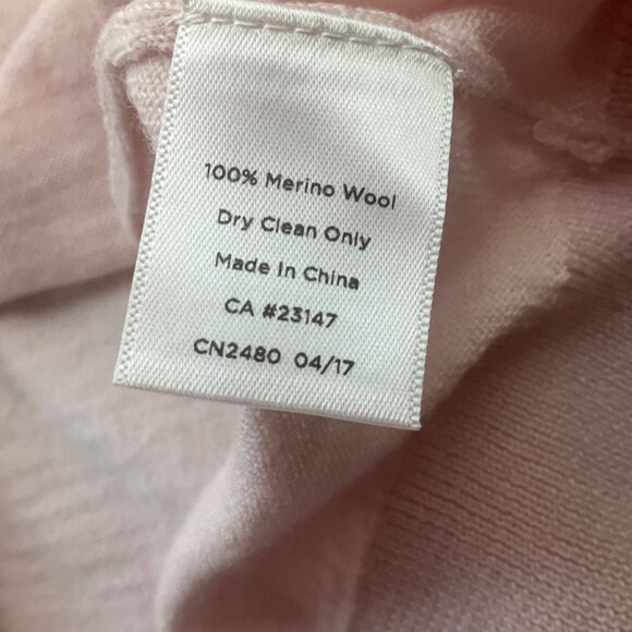 Talbots Pink Sweater Scalloped Peter Pan Collar Bow Merino Wool Old Money Preppy - Picture 10 of 12